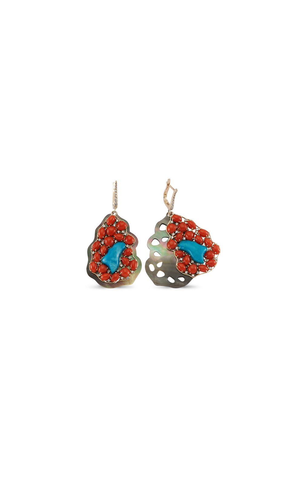 Diamond Turquoise Coral Earring