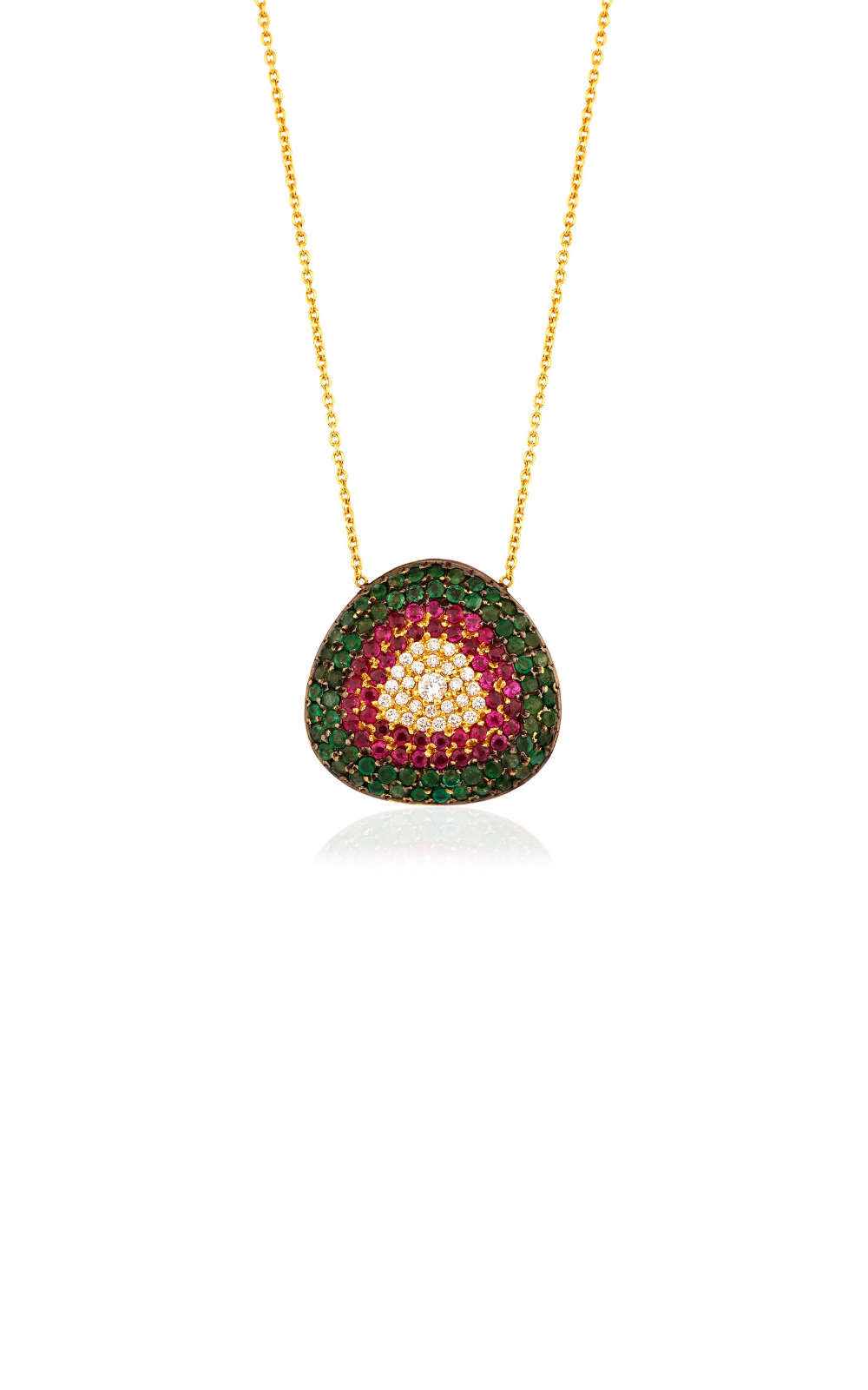 Ruby Emerald Diamond Evil Eye Necklace