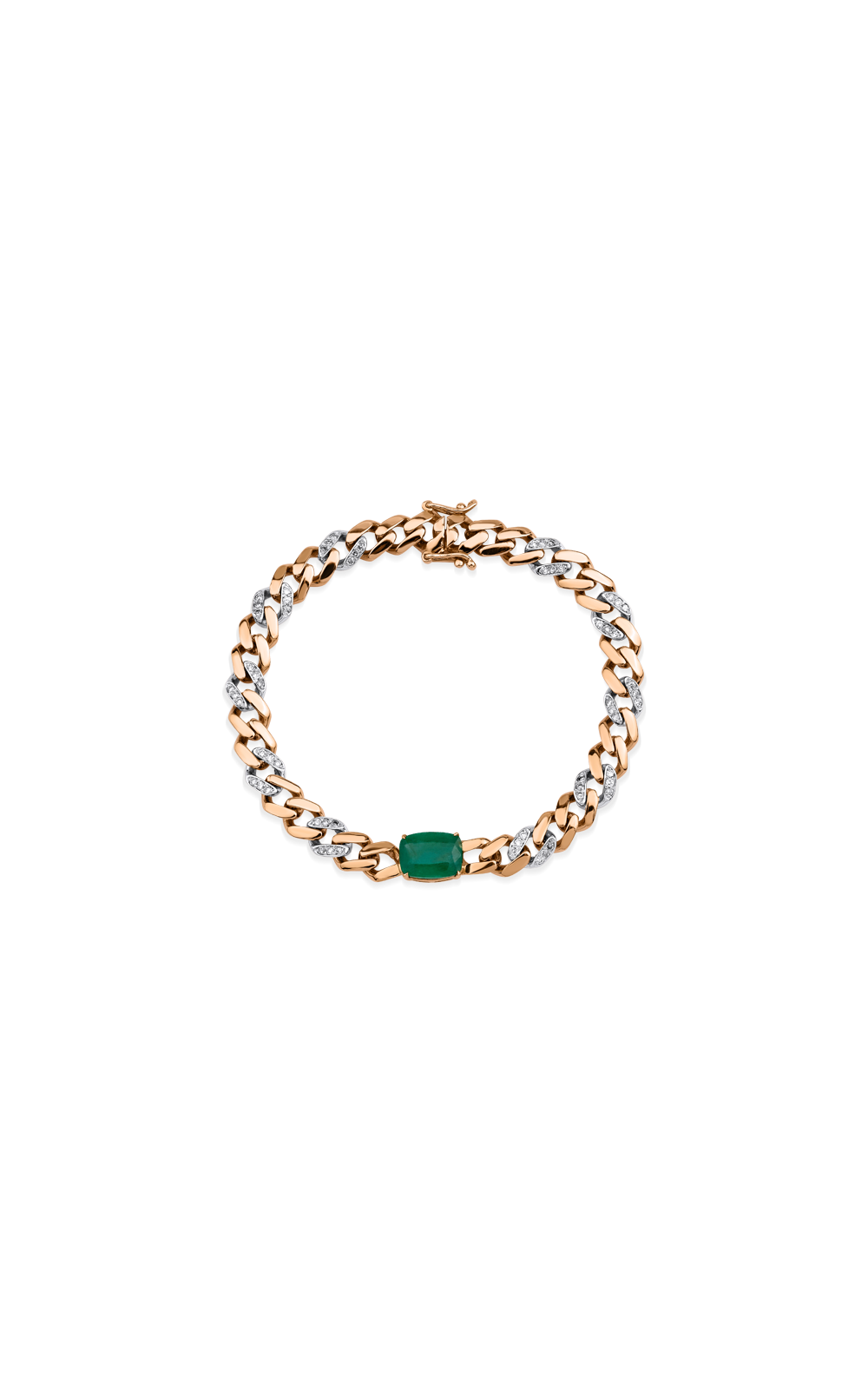 Emerald Two-Tone Diamond Bracelet