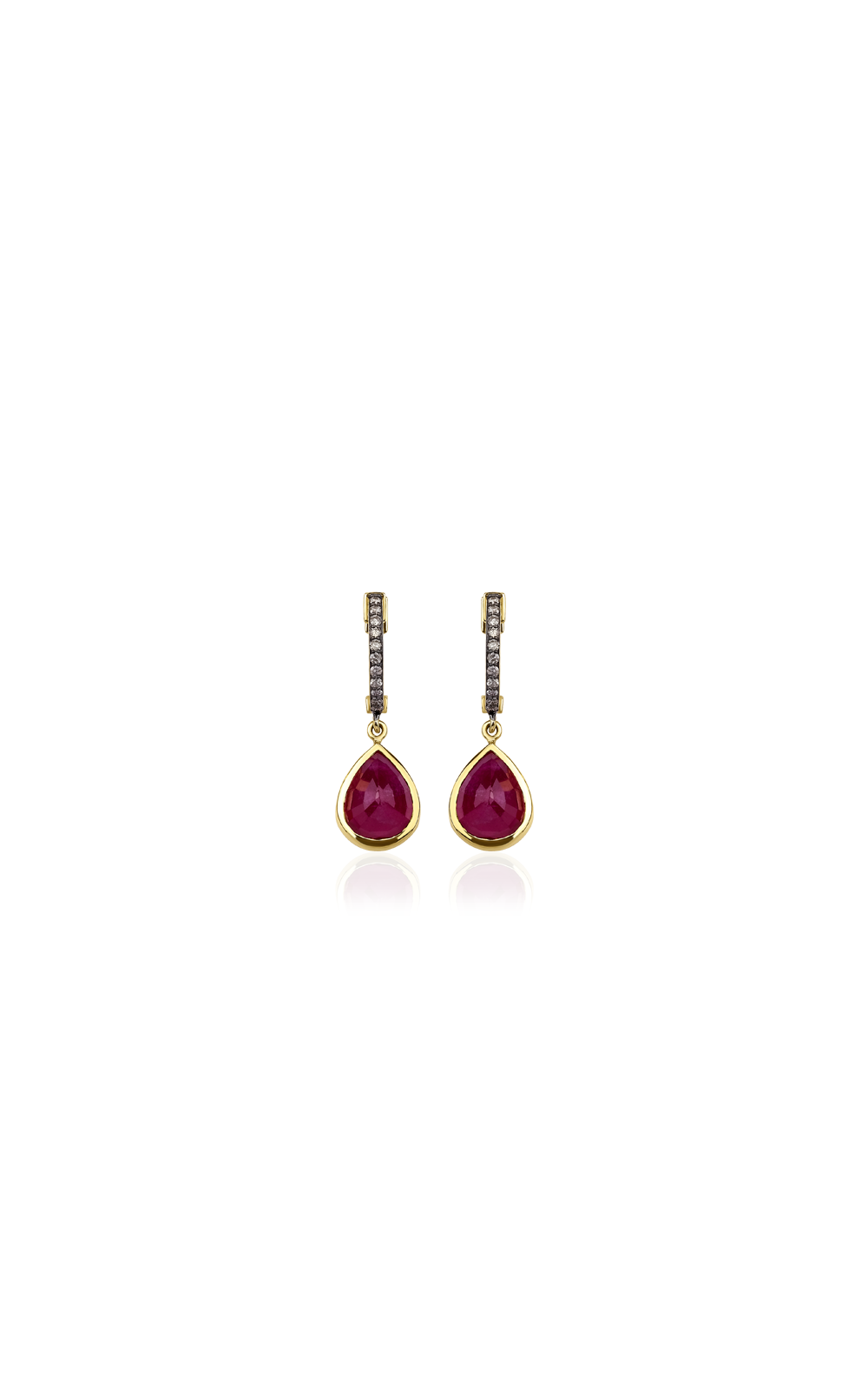 Pear Ruby Diamond Earring