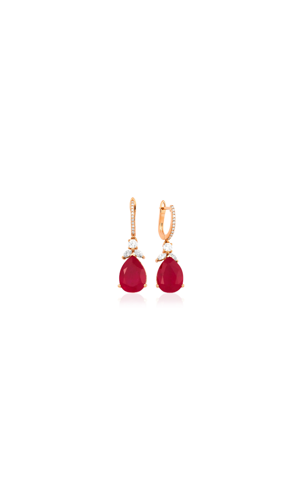 Pear Ruby Diamond Earrings