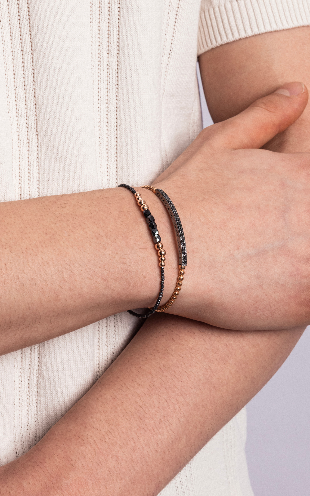Black Diamond Cube Strand Bracelet