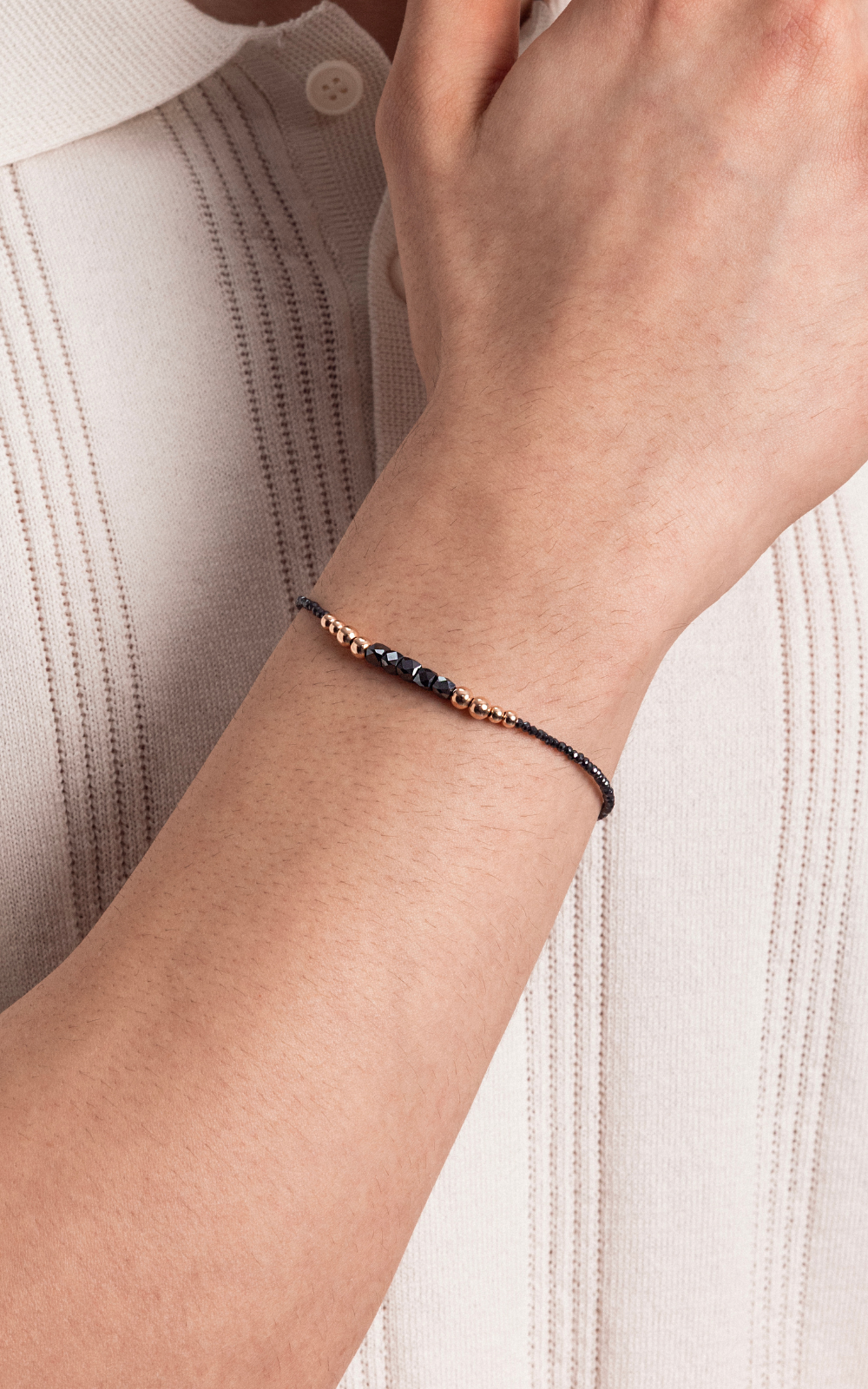 Black Diamond Cube Strand Bracelet