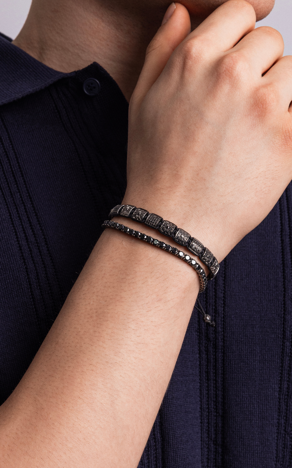Black Diamond Square Cord Bracelet