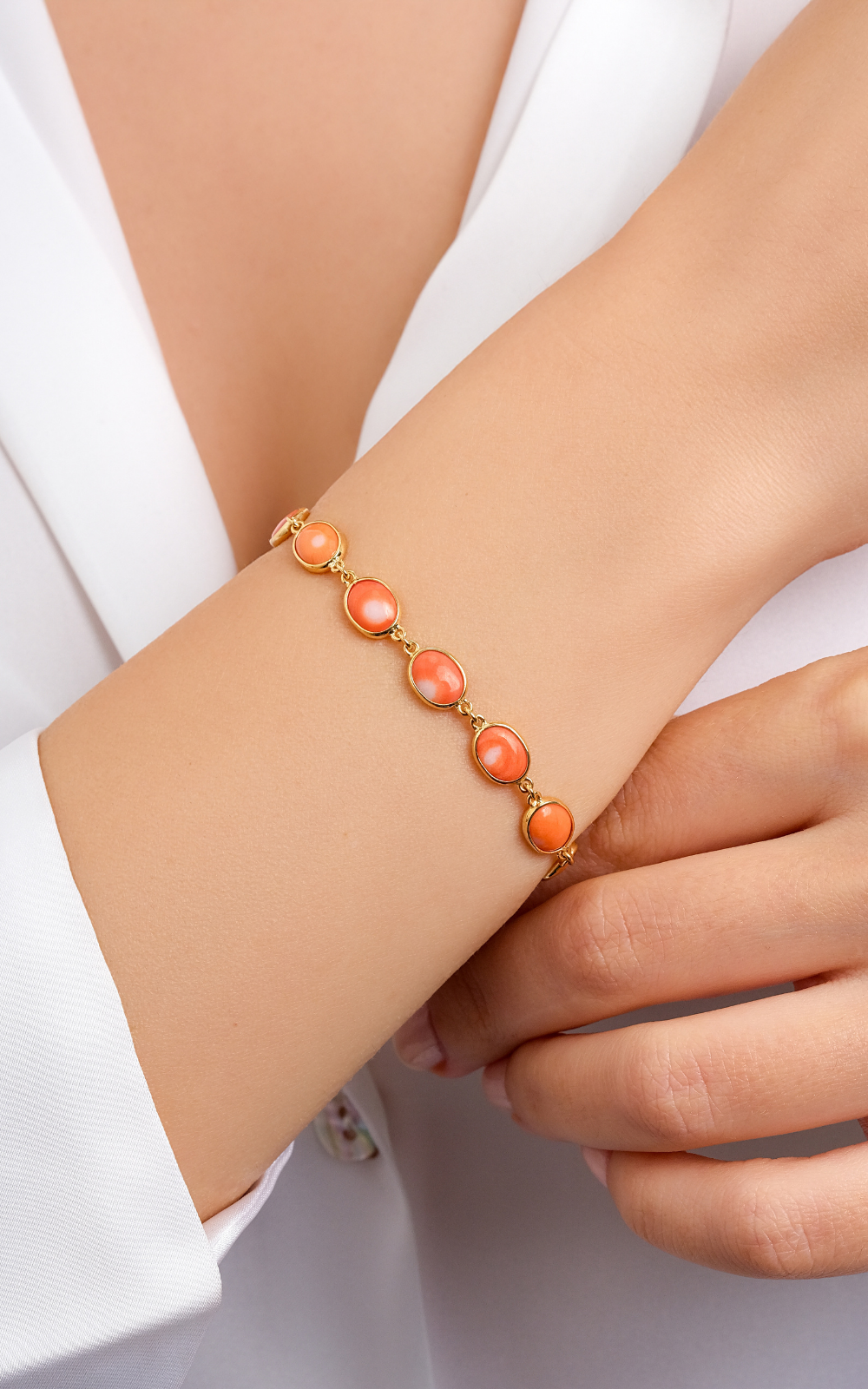 Coral Bezel Bracelet
