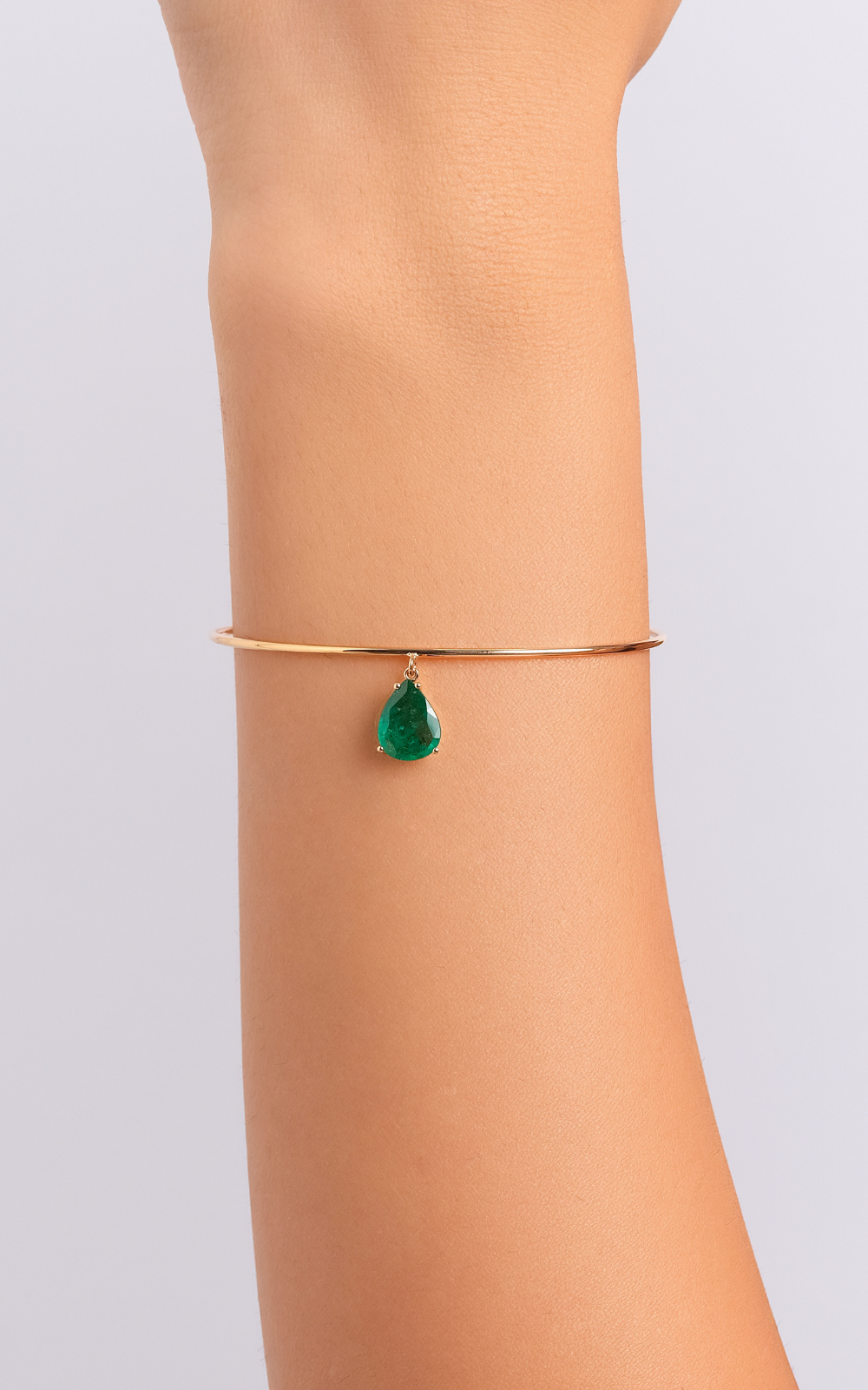 Pear Emerald Wire Bangle