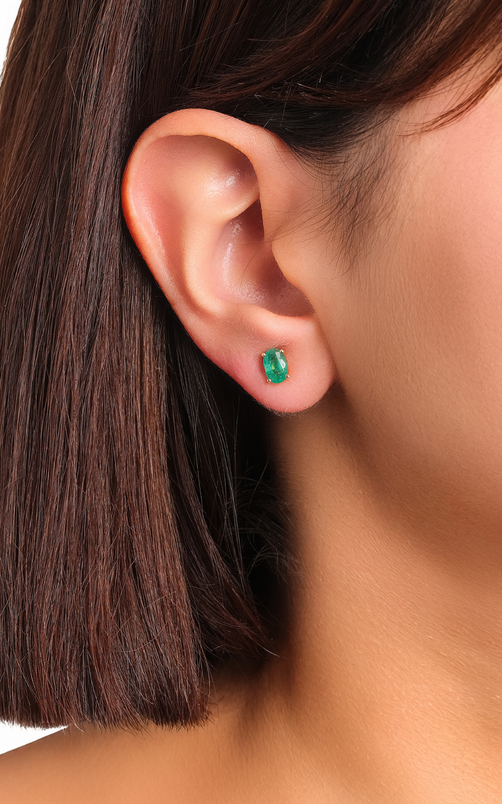 Oval Zümrüt Tektaş Küpe