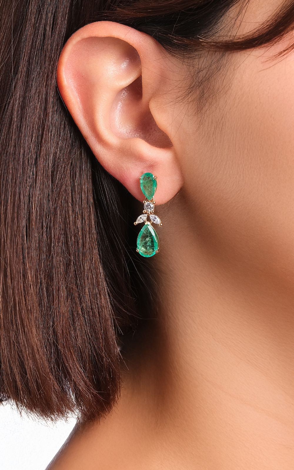 Emerald Duo Diamond Drop Earrings