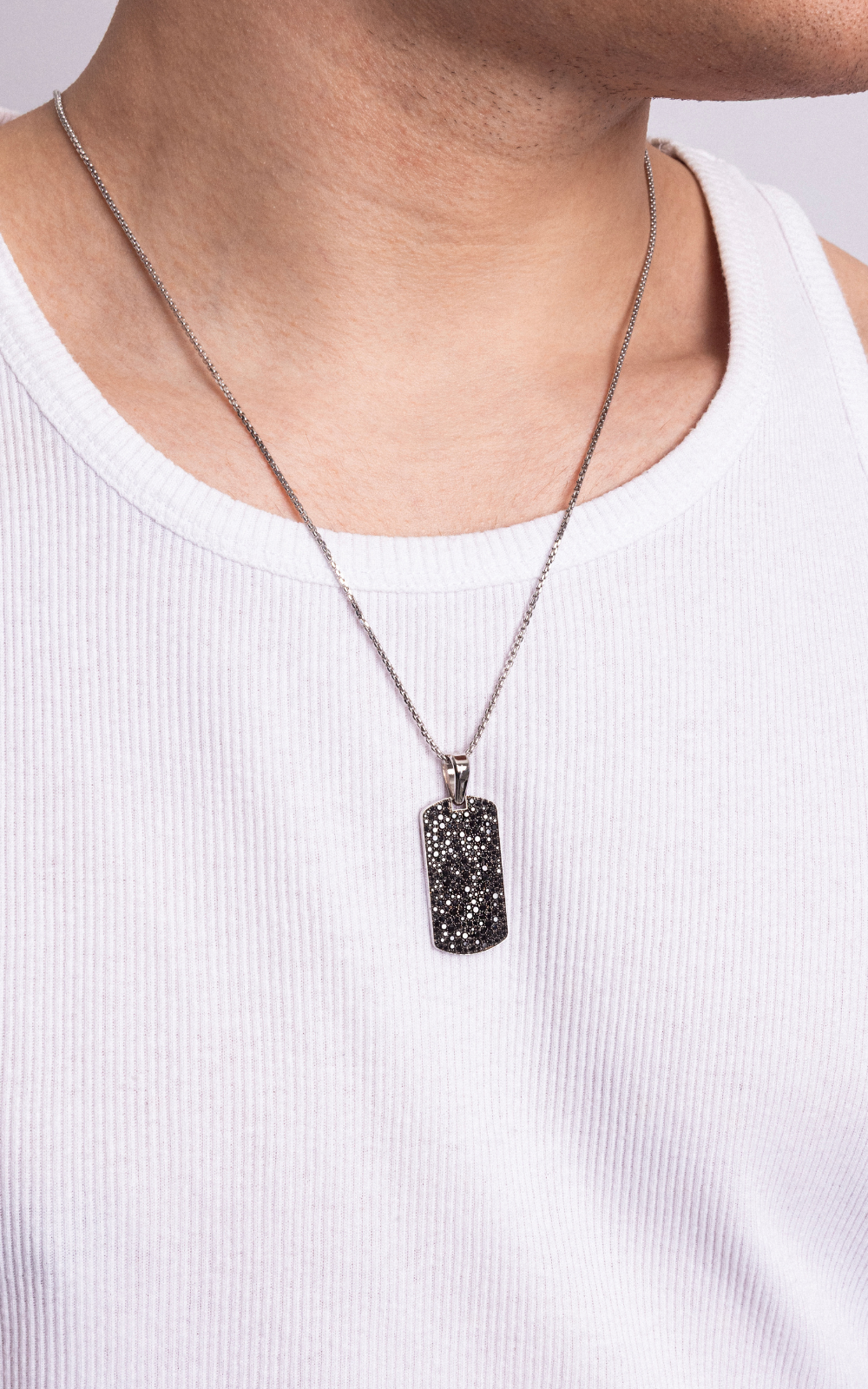 Black Diamond Dog Tag Necklace