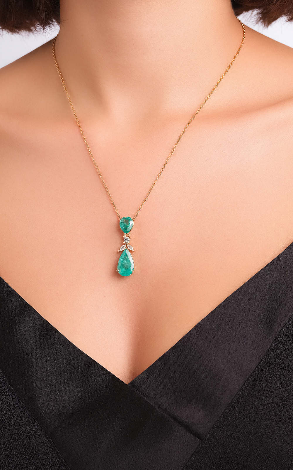 Emerald Duo Diamond Necklace