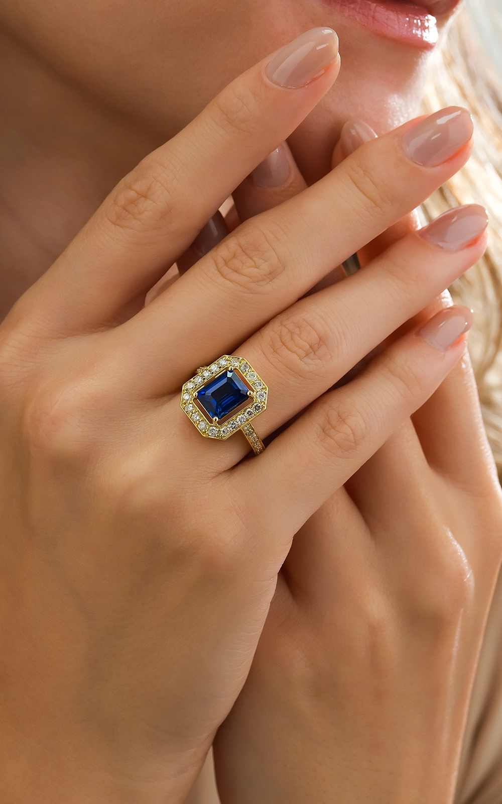 Octagon Sapphire Diamond Ring