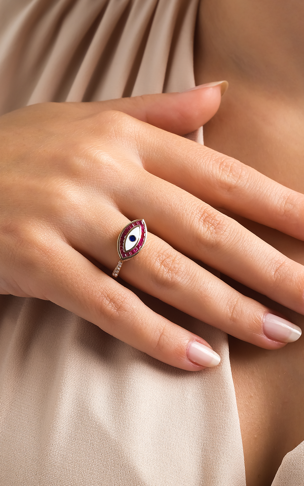 Ruby Diamond Evil Eye Ring