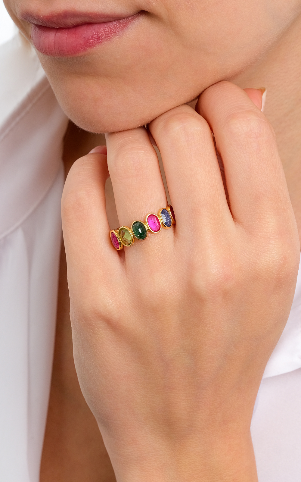 Oval Renkli Safir Tamtur Yüzük