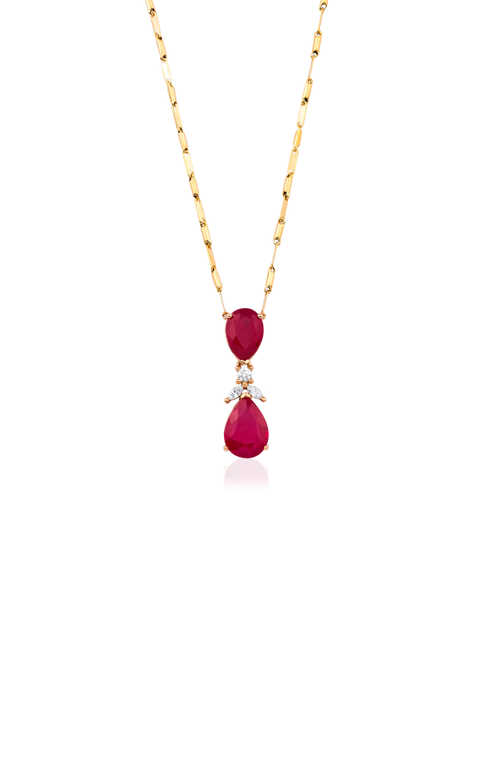 Ruby Duo Diamond Drop Necklace
