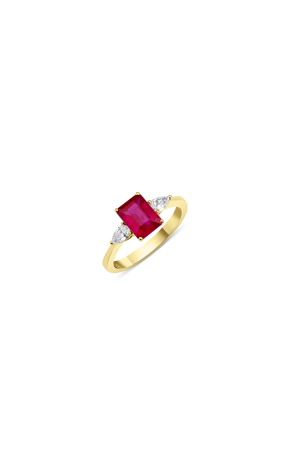 Octagon Ruby Pear Diamond Ring