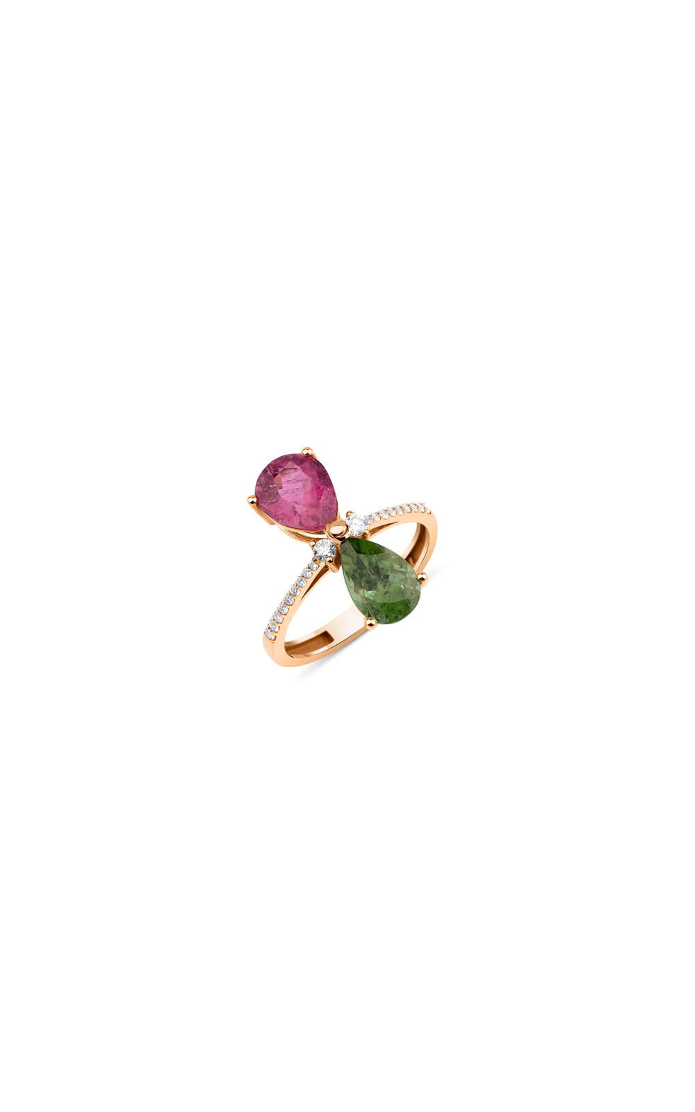 Green and Pink Tourmaline Ring